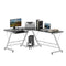 L-Shaped Computer Desk, Corner Table with Keyboard Tray for PC Laptop Desktop, Workstation Stand Home Office Furniture