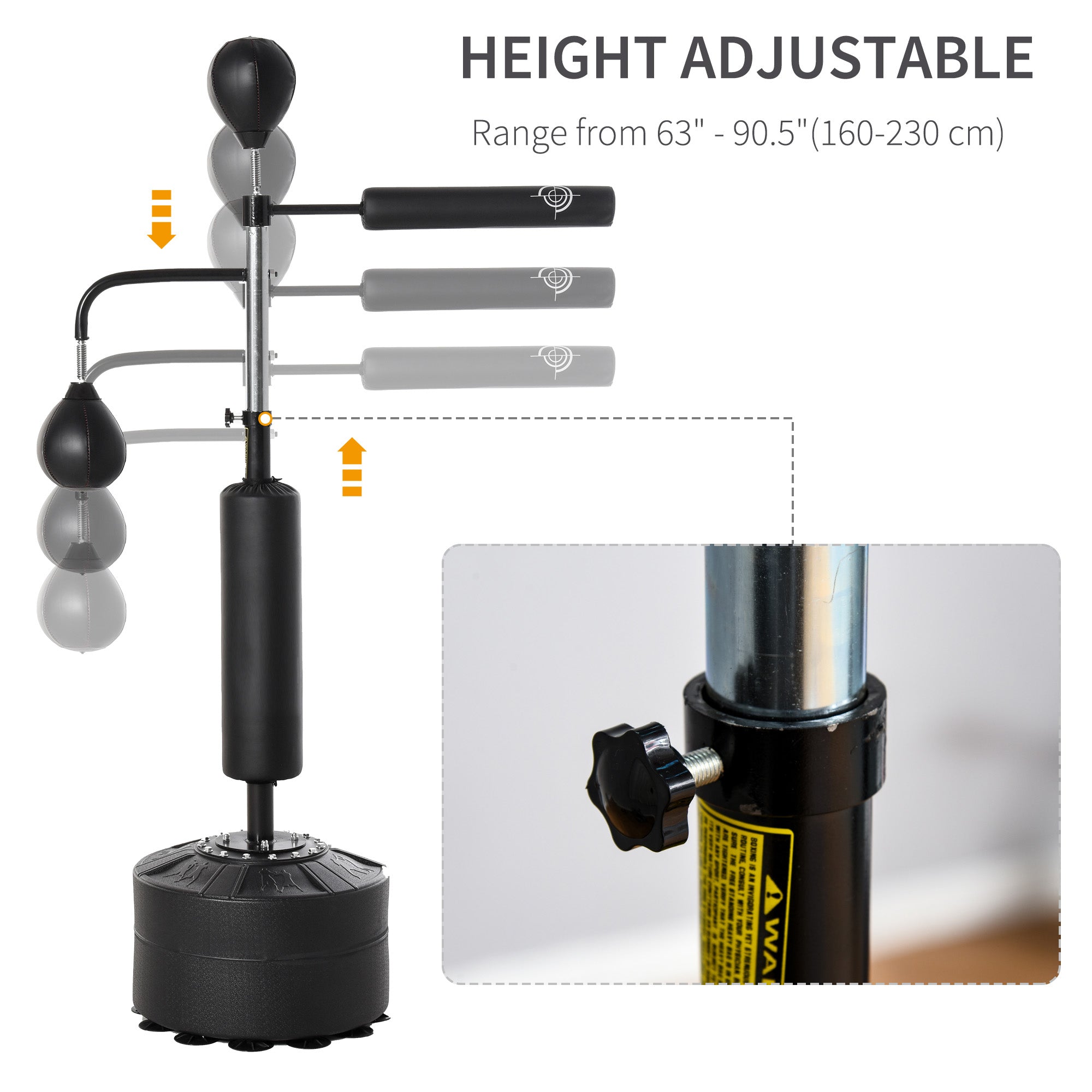 Soozier 3-in-1 Boxing Punching Bag Stand with Speedballs Relax Bar PU-Wrapped Bag Adjustable Height for Home Gym 