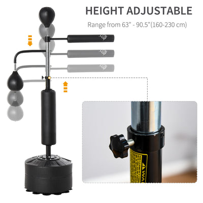 Soozier 3-in-1 Boxing Punching Bag Stand with Speedballs Relax Bar PU-Wrapped Bag Adjustable Height for Home Gym 