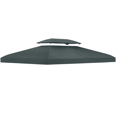 Outsunny Gazebo Replacement Canopy 13'x10', 2 Tier UV Protection Top, Grey for Garden Pavilion 