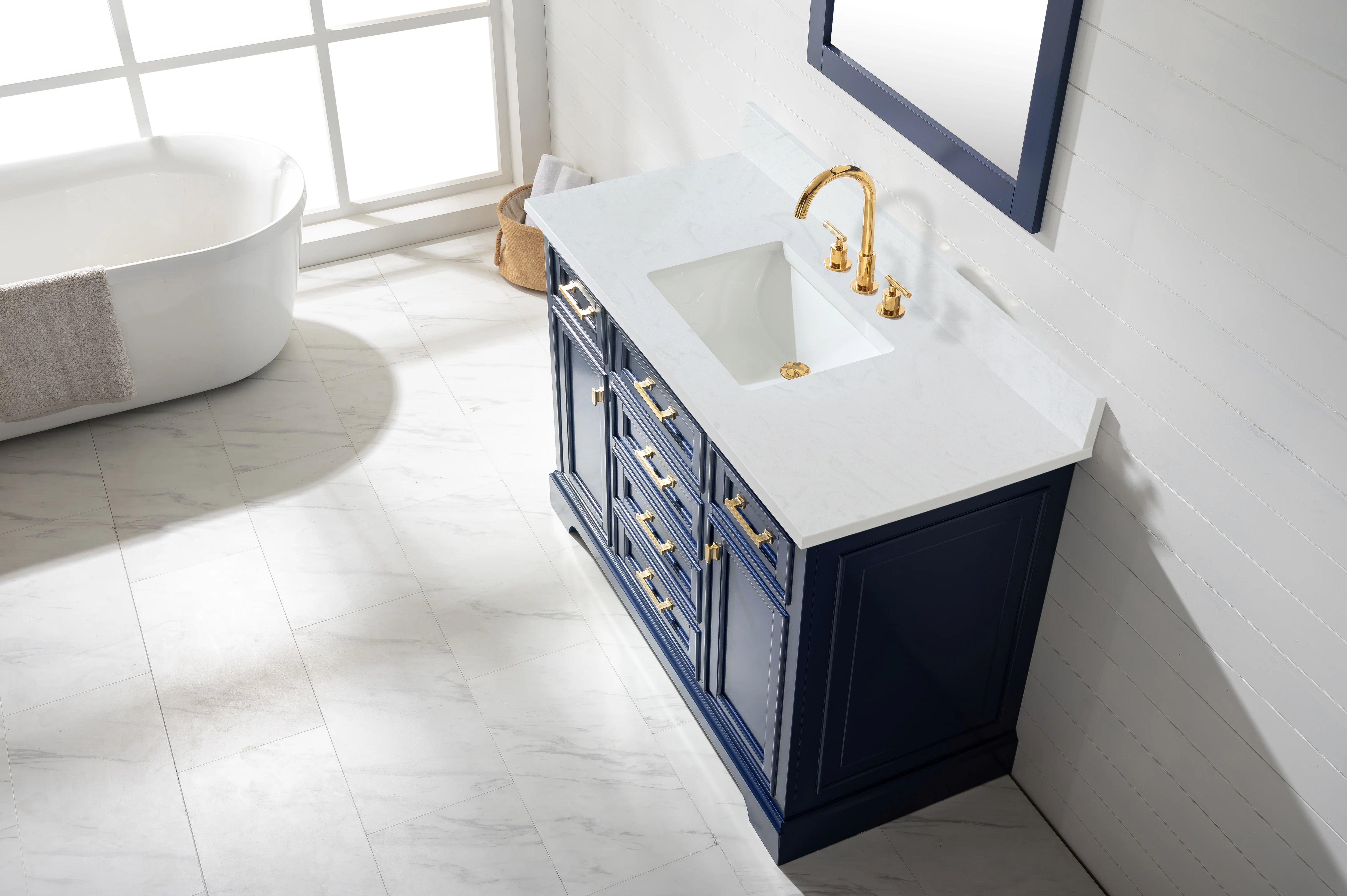 Milano 48" Single Sink Vanity with White Quartz Top