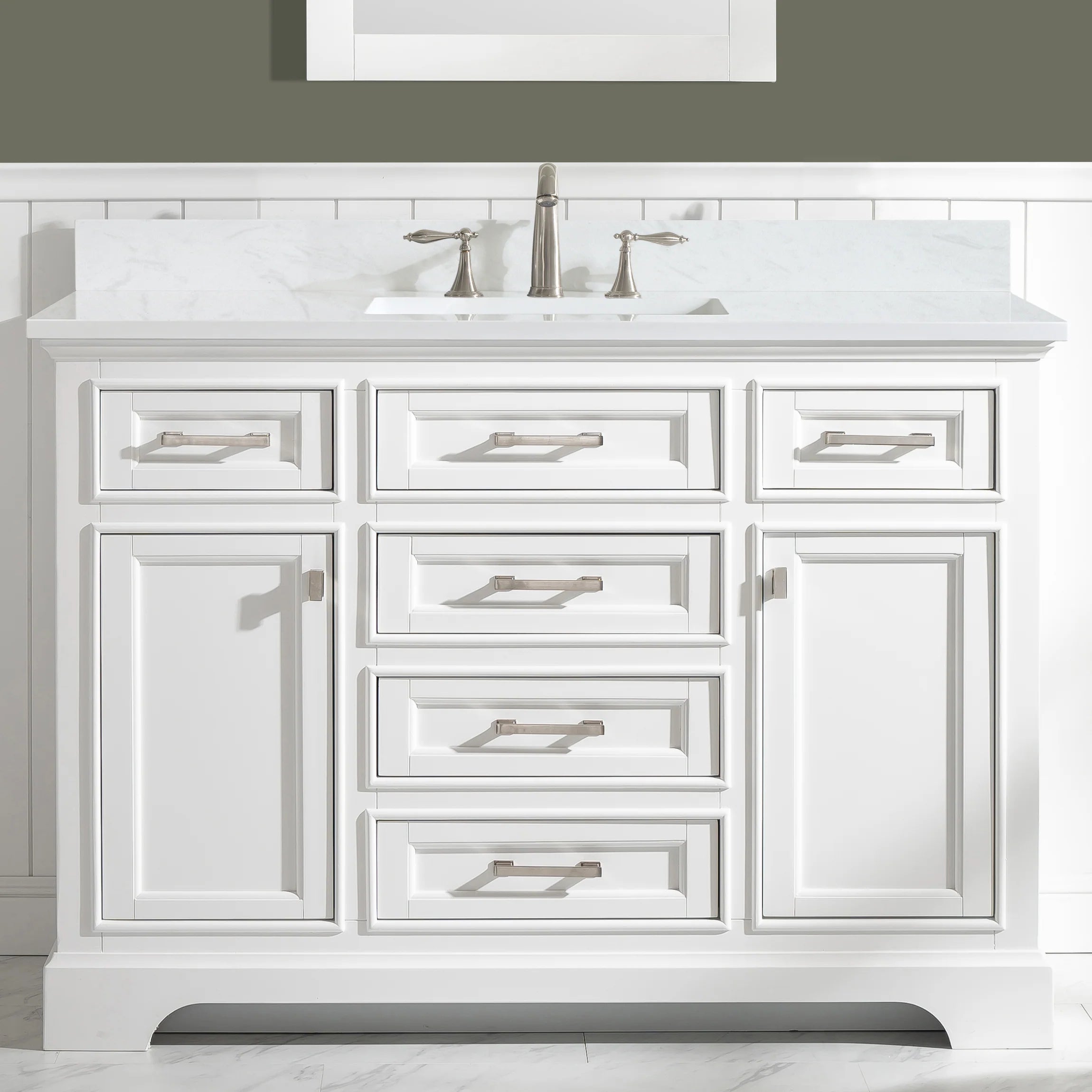 Milano 48" Single Sink Vanity with White Quartz Top