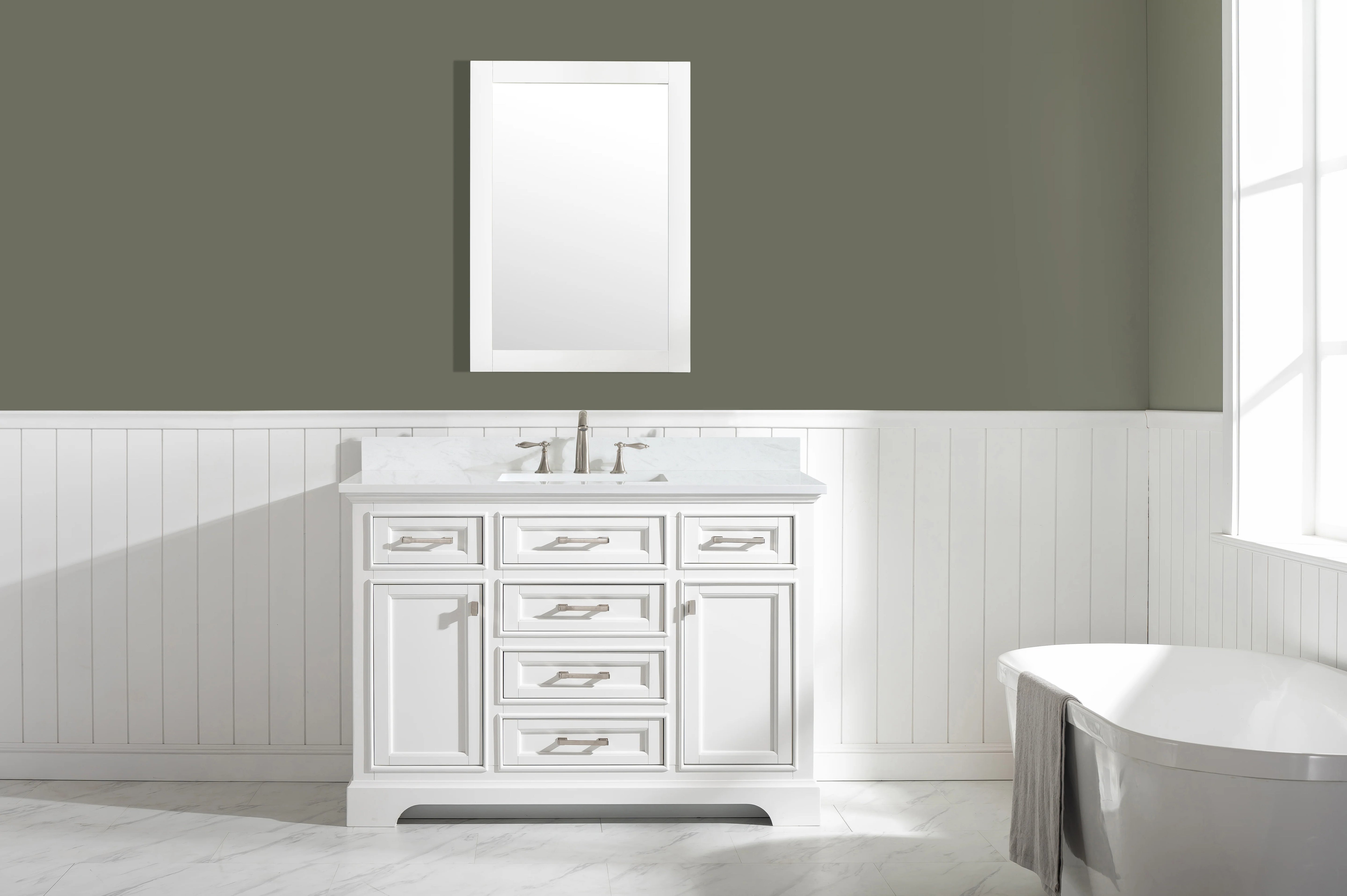 Milano 48" Single Sink Vanity with White Quartz Top