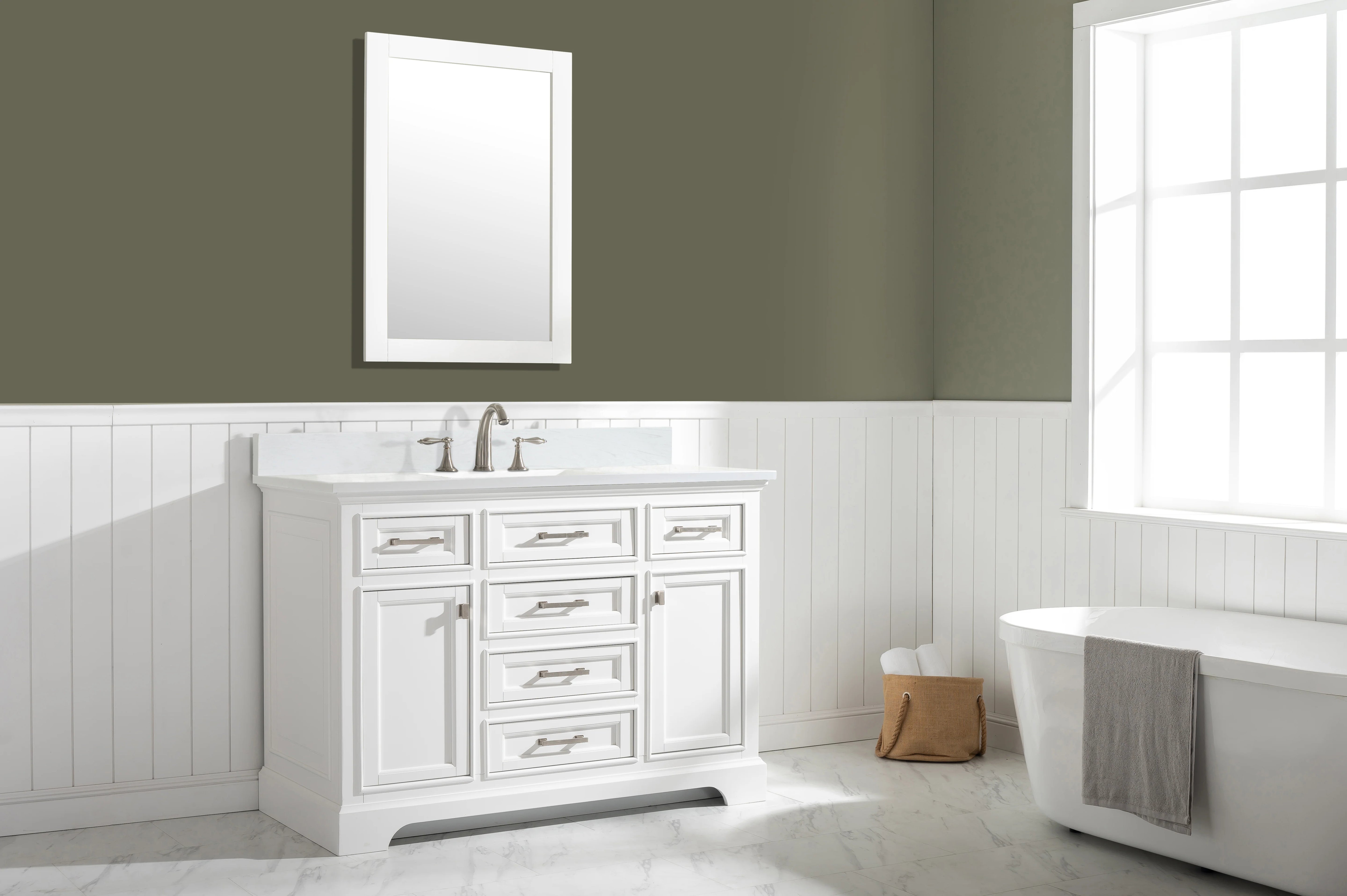 Milano 48" Single Sink Vanity with White Quartz Top