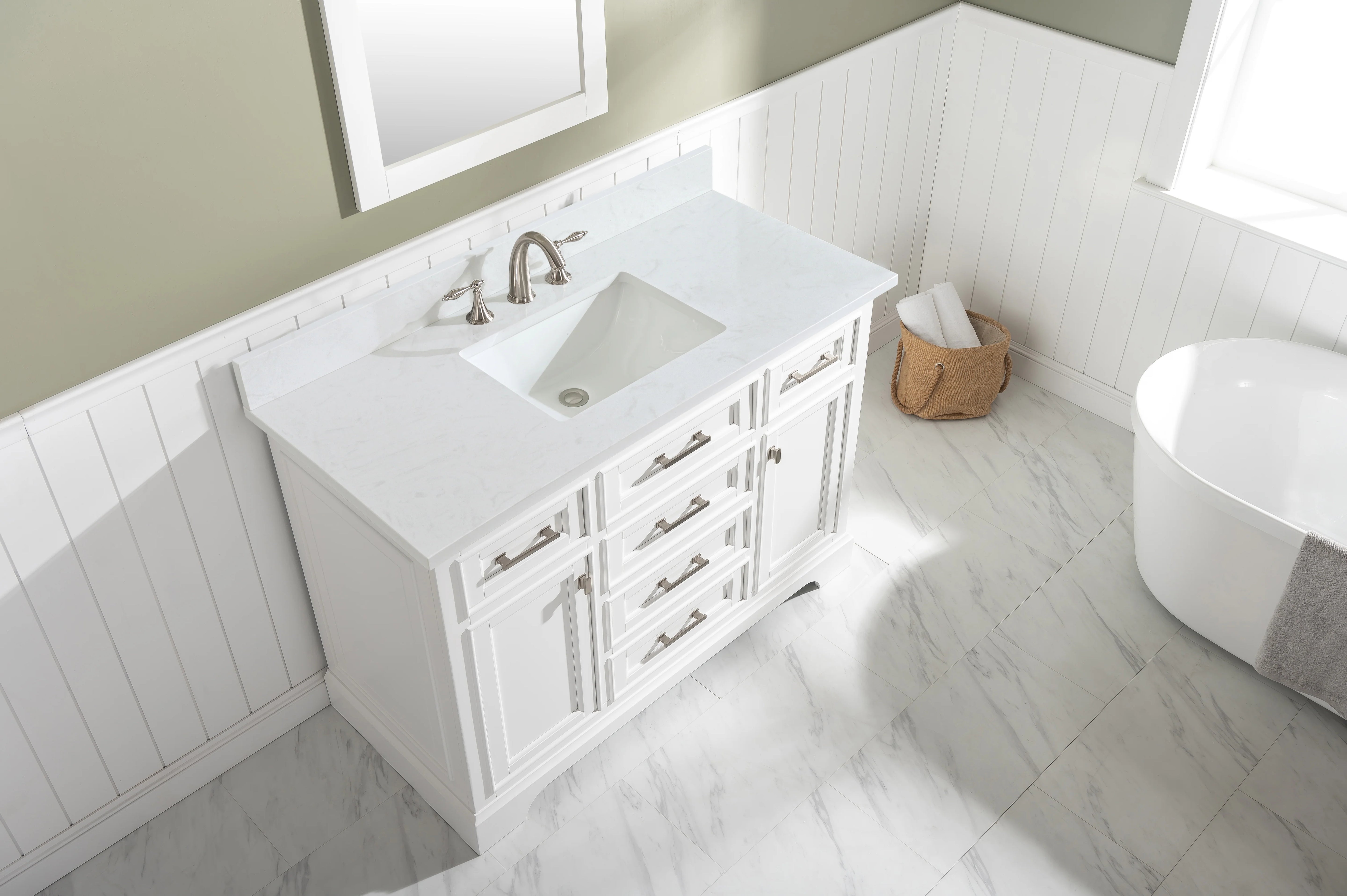 Milano 48" Single Sink Vanity with White Quartz Top