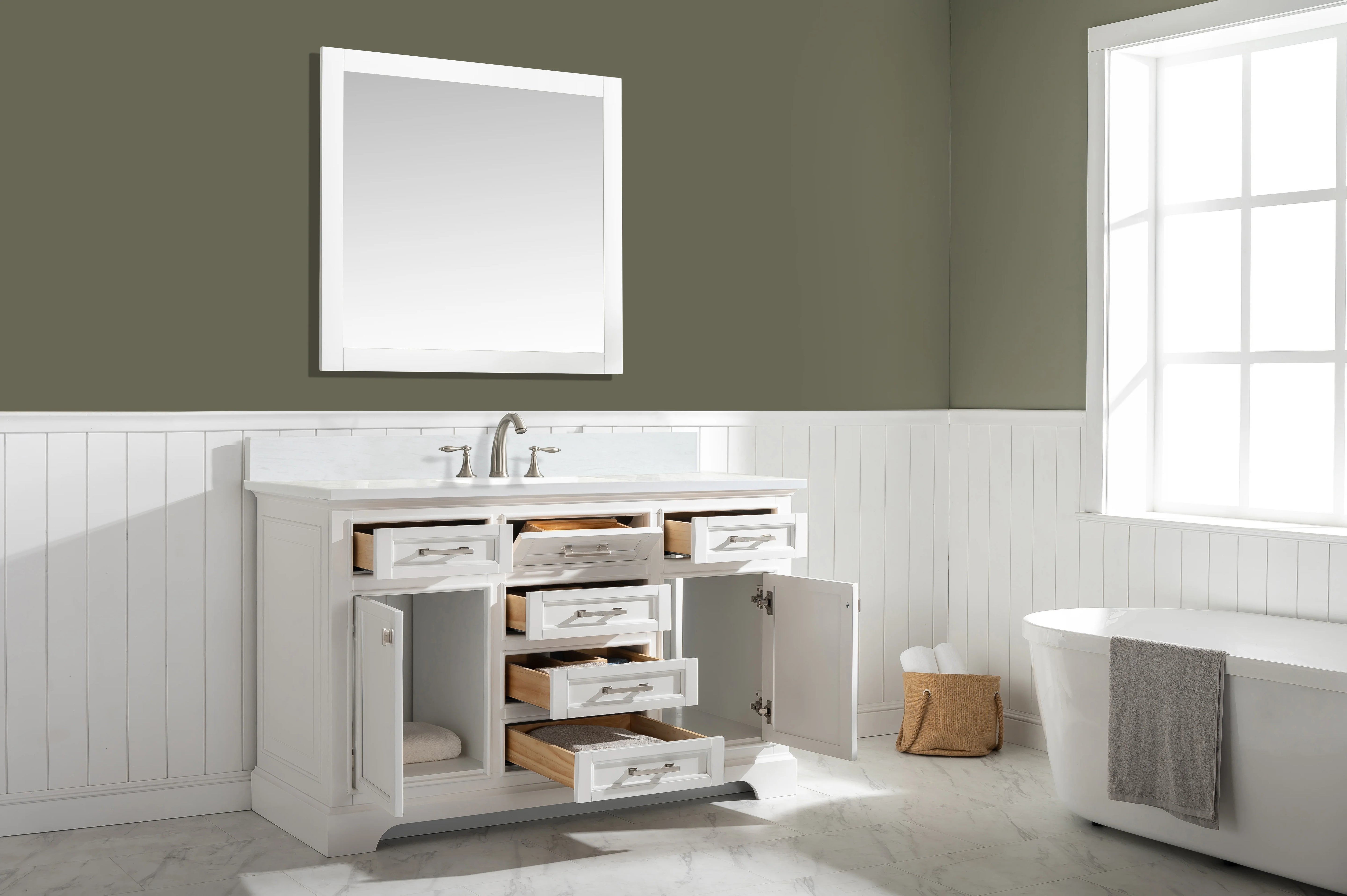 Milano 60" Single Sink Vanity with White Quartz Top