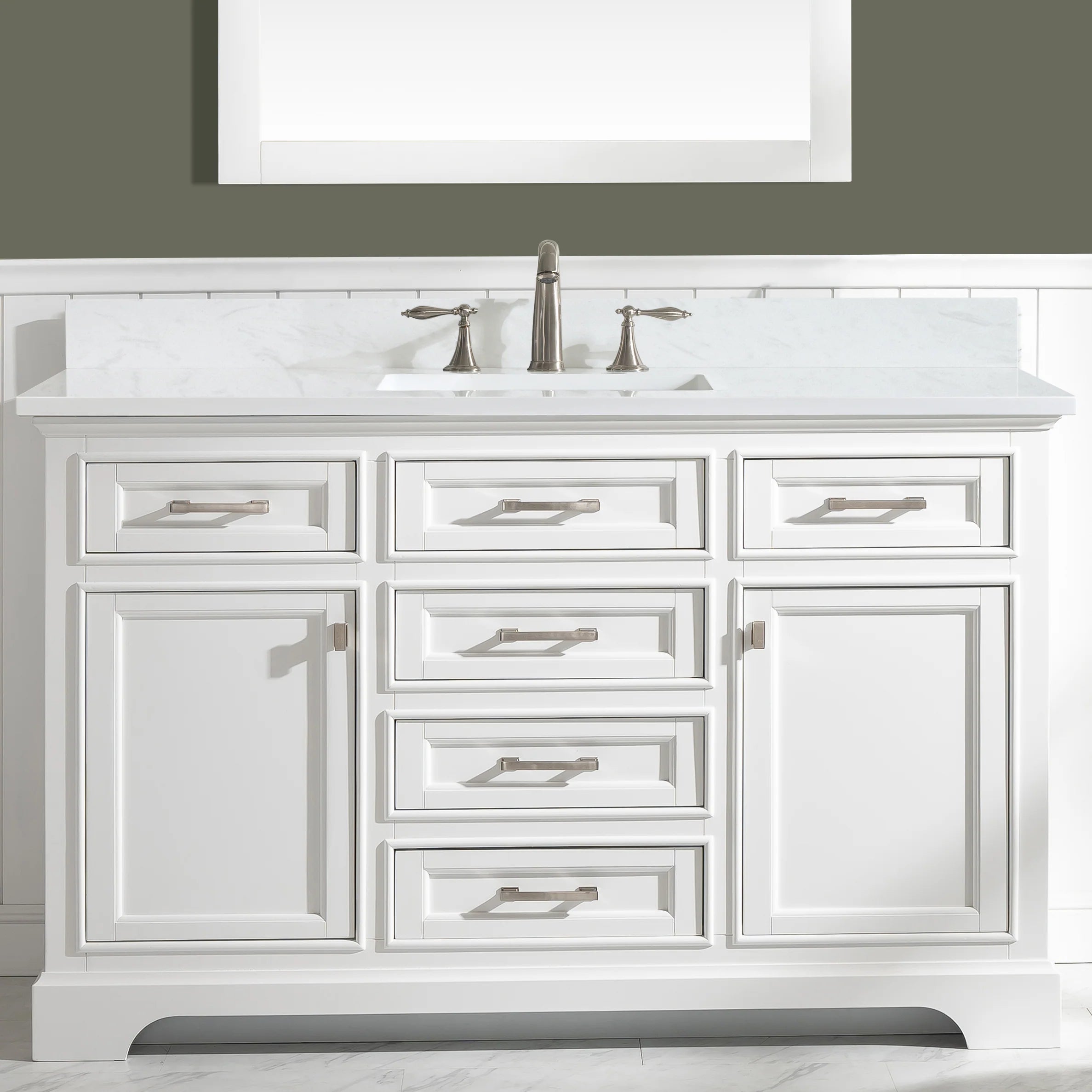 Milano 60" Single Sink Vanity with White Quartz Top