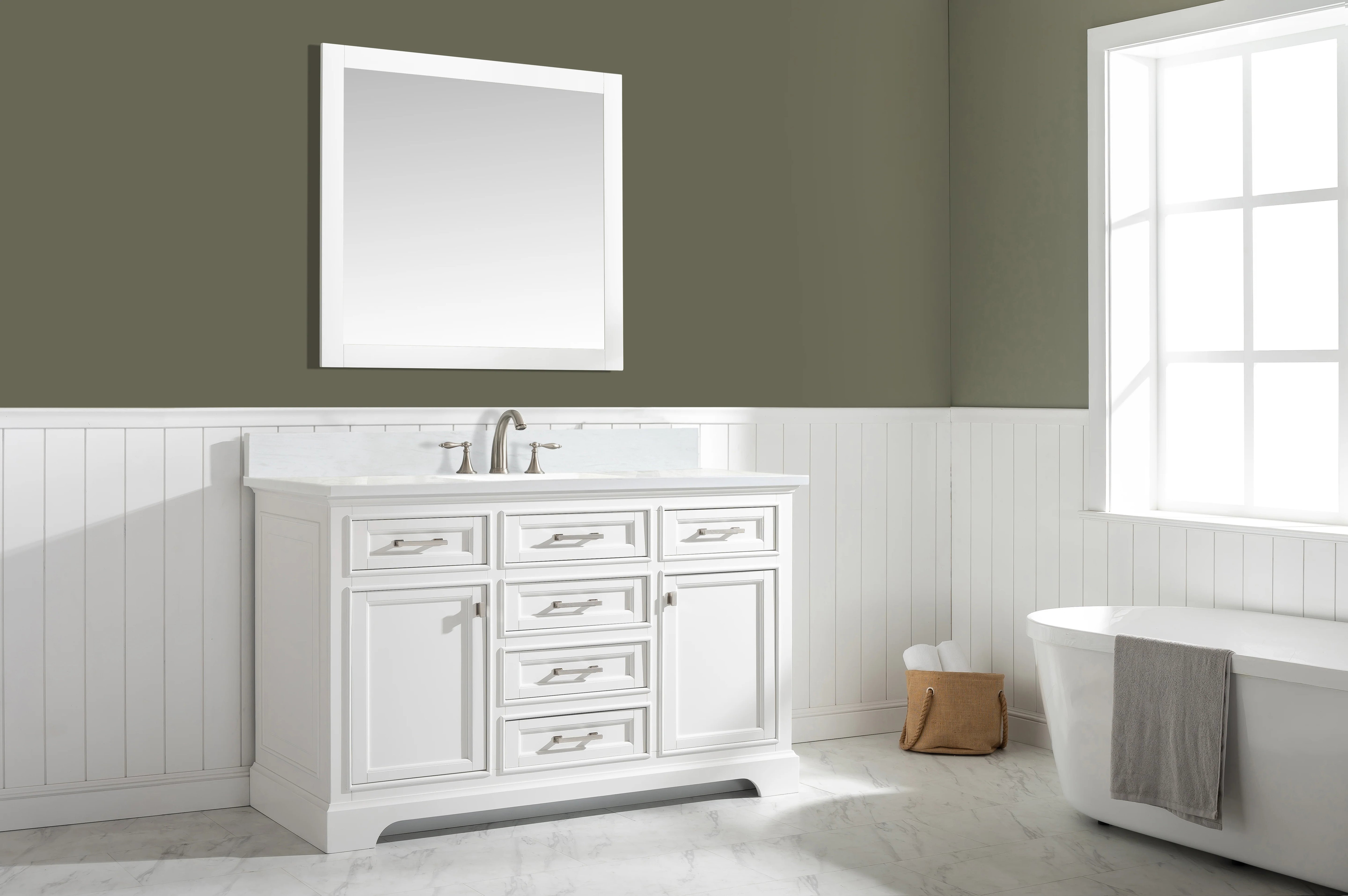 Milano 60" Single Sink Vanity with White Quartz Top