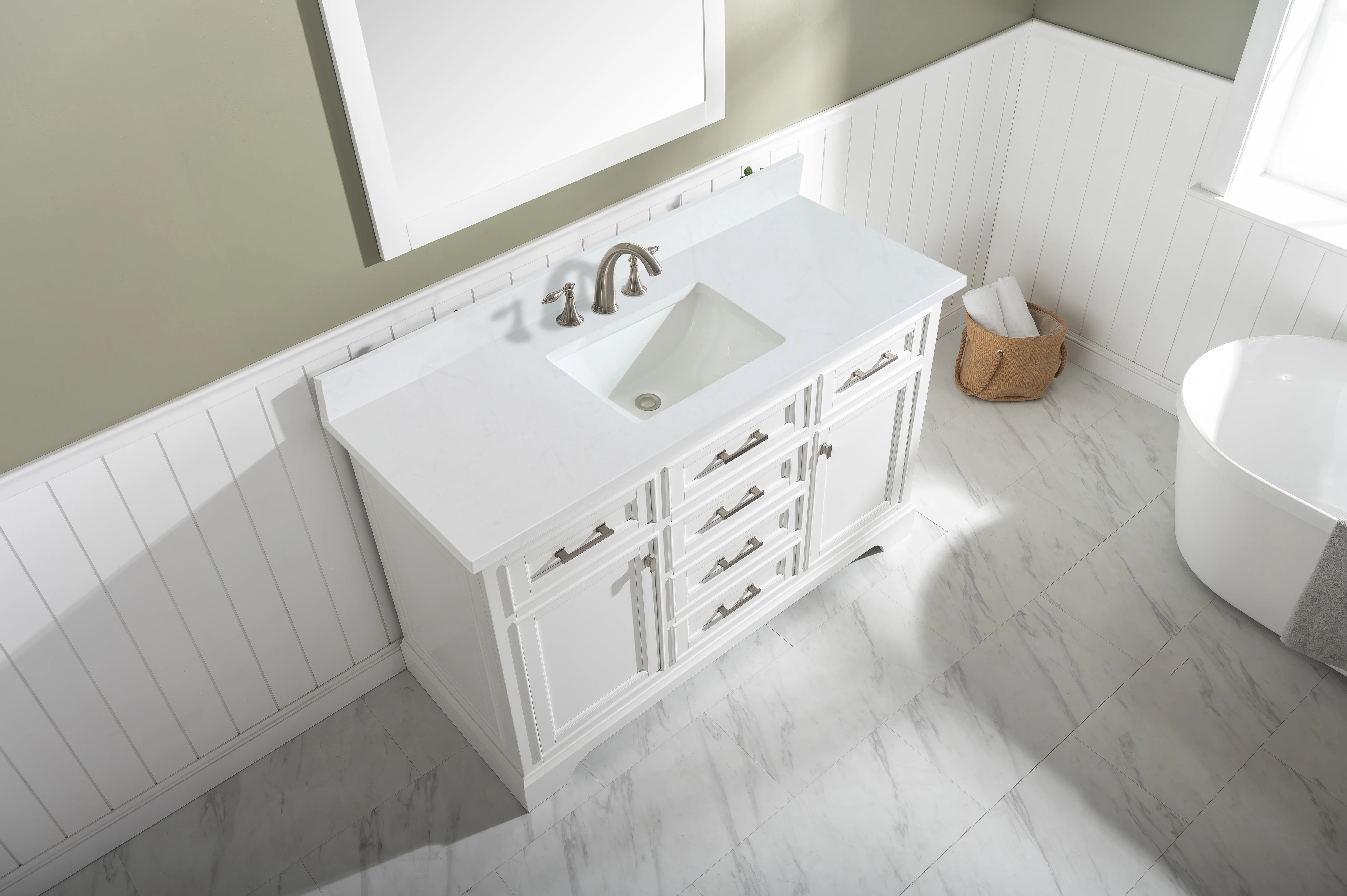 Milano 60" Single Sink Vanity with White Quartz Top