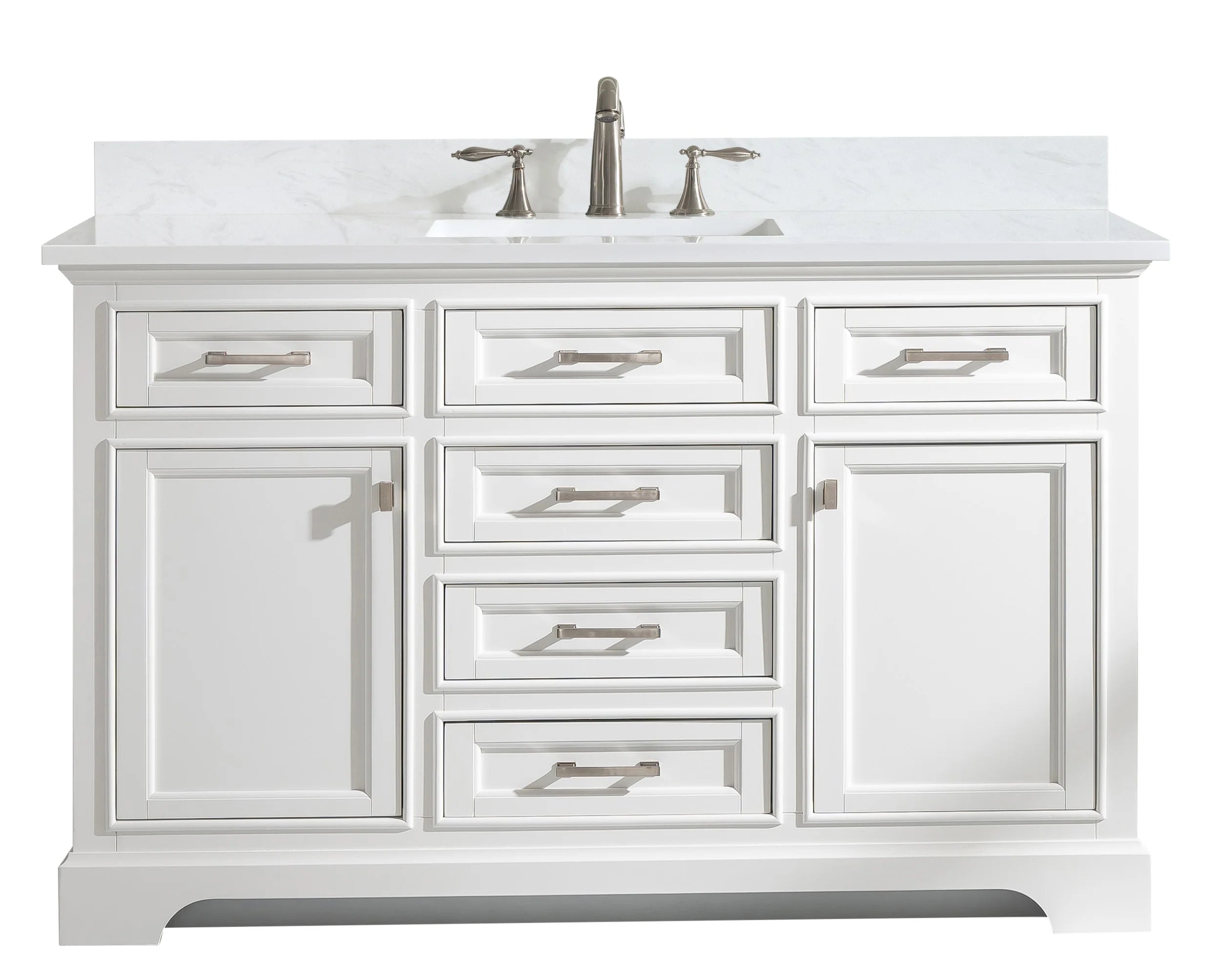 Milano 60" Single Sink Vanity with White Quartz Top