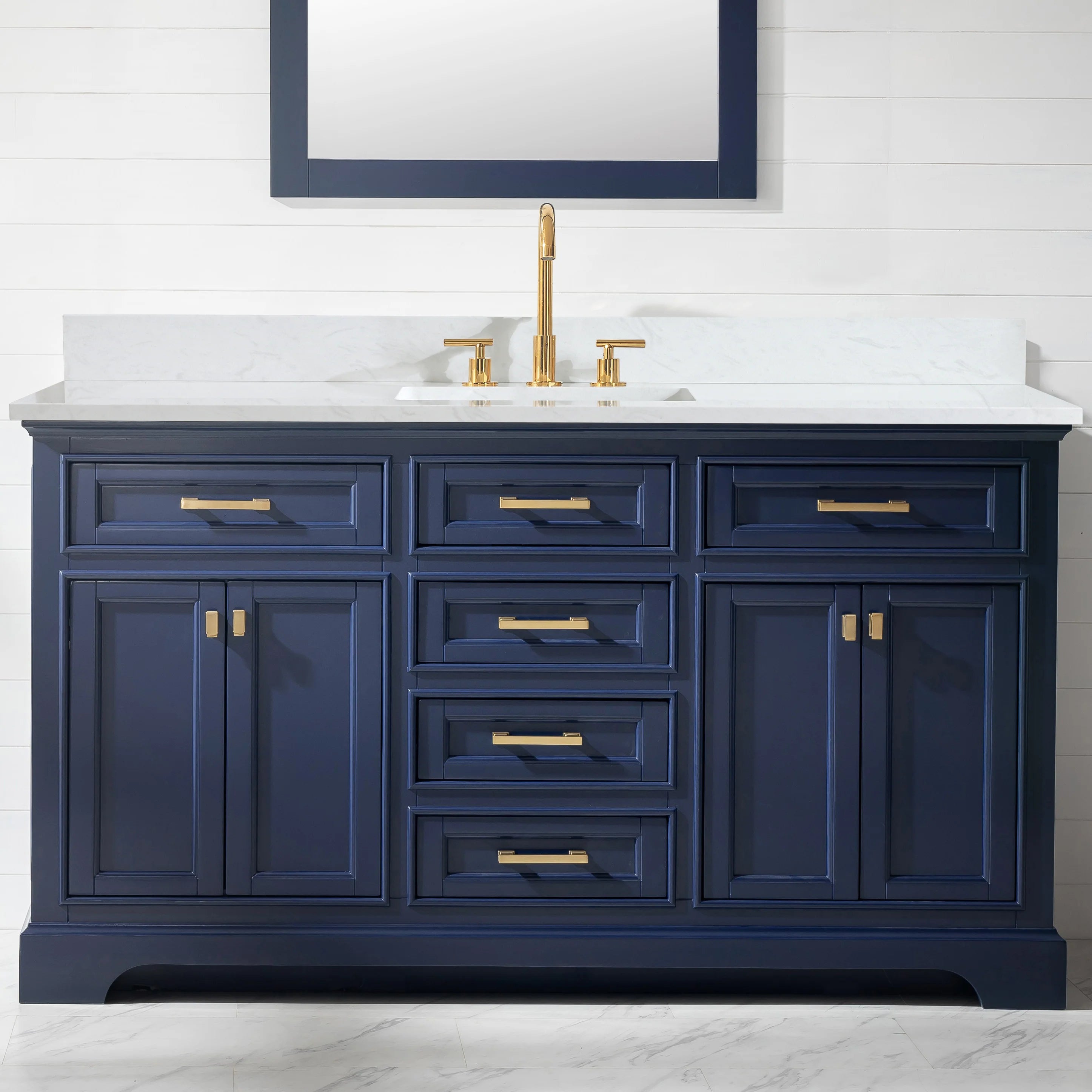 Milano 60" Single Sink Vanity with White Quartz Top