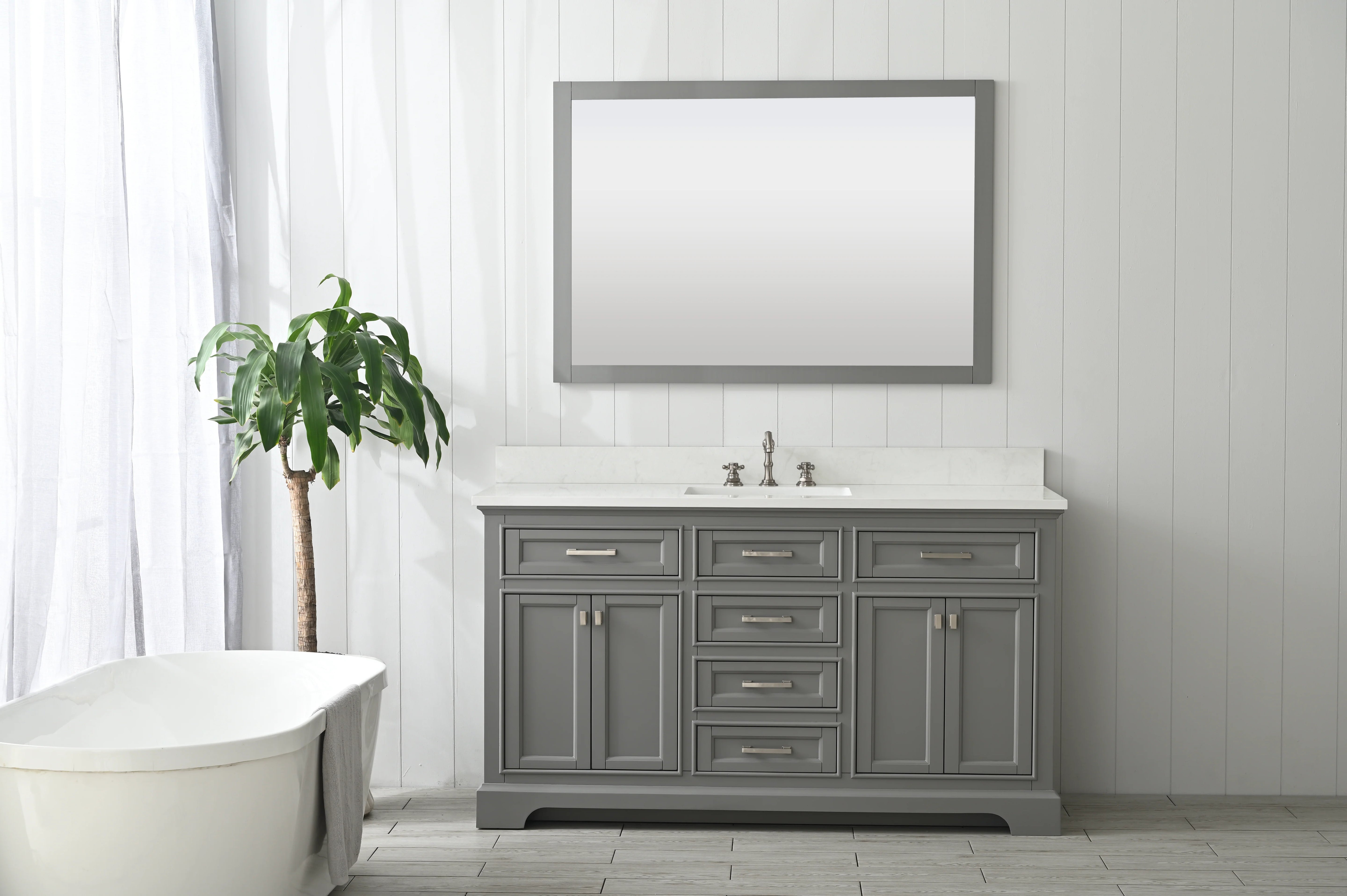 Milano 60" Single Sink Vanity with White Quartz Top