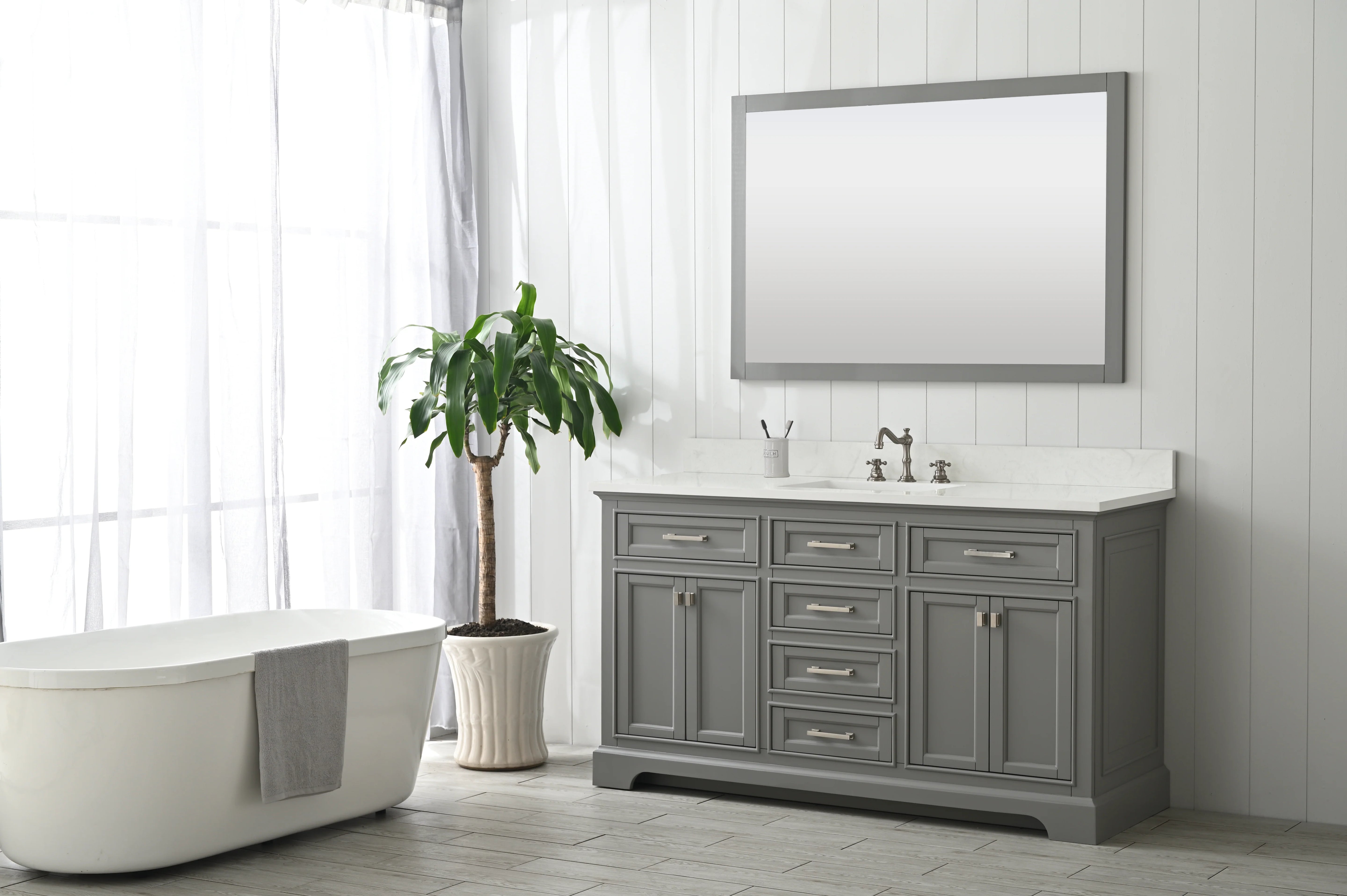 Milano 60" Single Sink Vanity with White Quartz Top