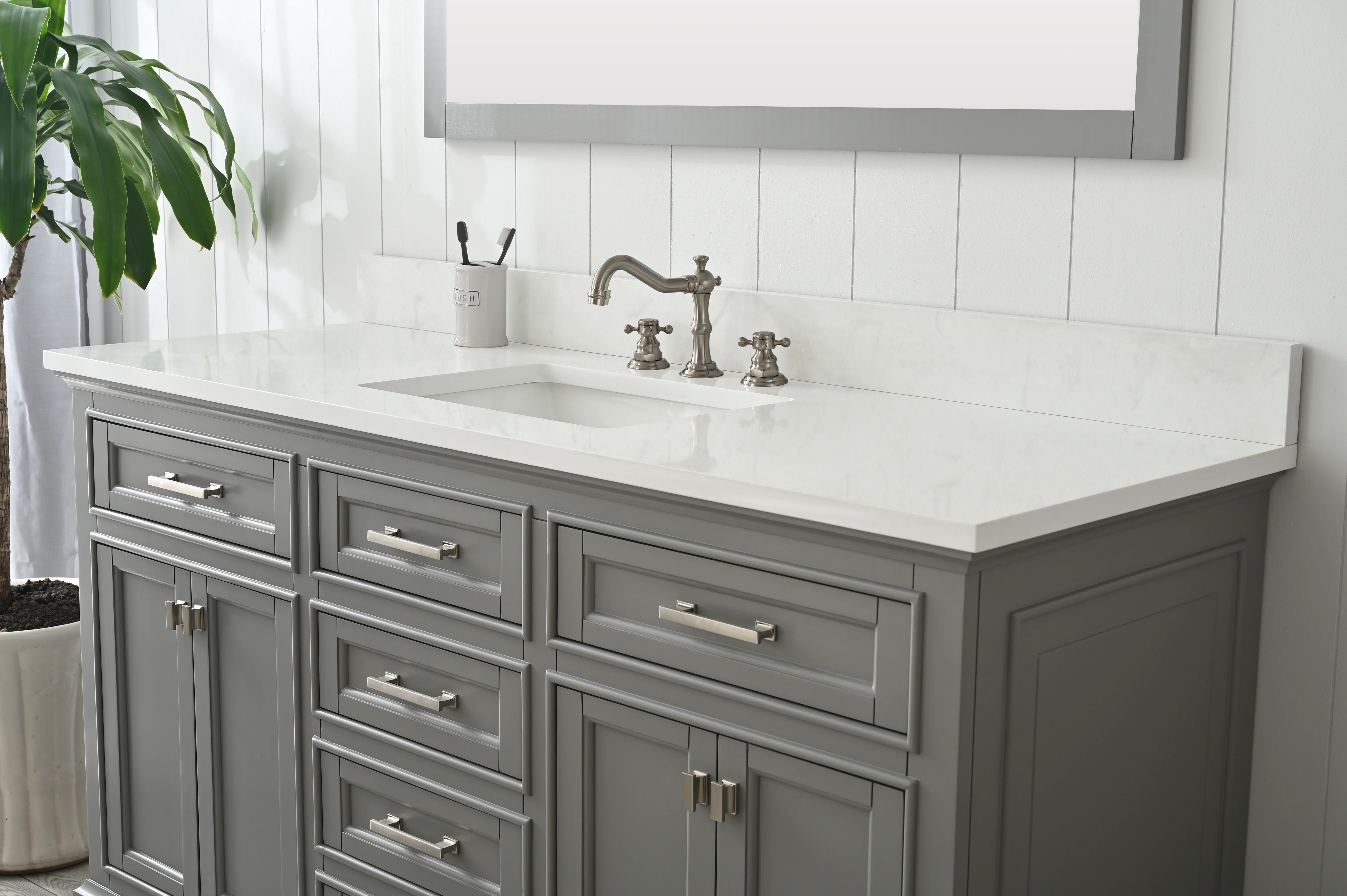 Milano 60" Single Sink Vanity with White Quartz Top