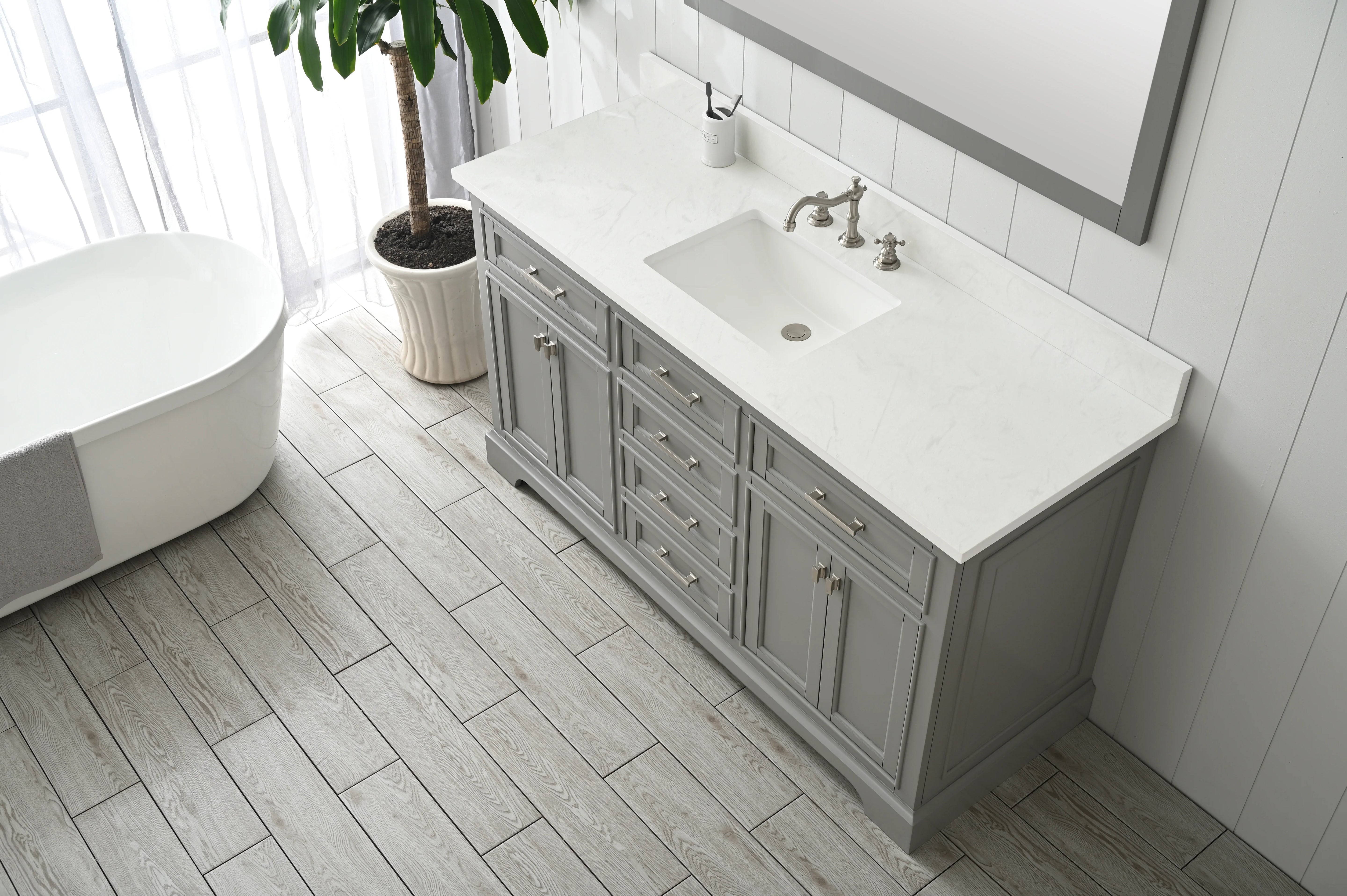 Milano 60" Single Sink Vanity with White Quartz Top