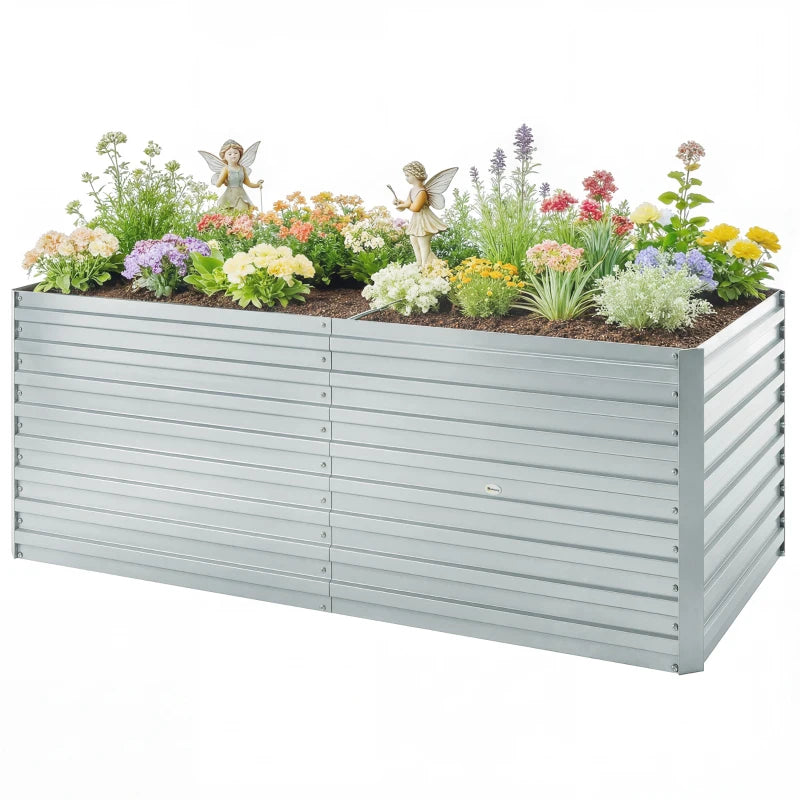 5' x 3' x 2' Raised Garden Bed, Galvanized Planter Box for Growing Flowers, Herbs and Vegetables, Silver