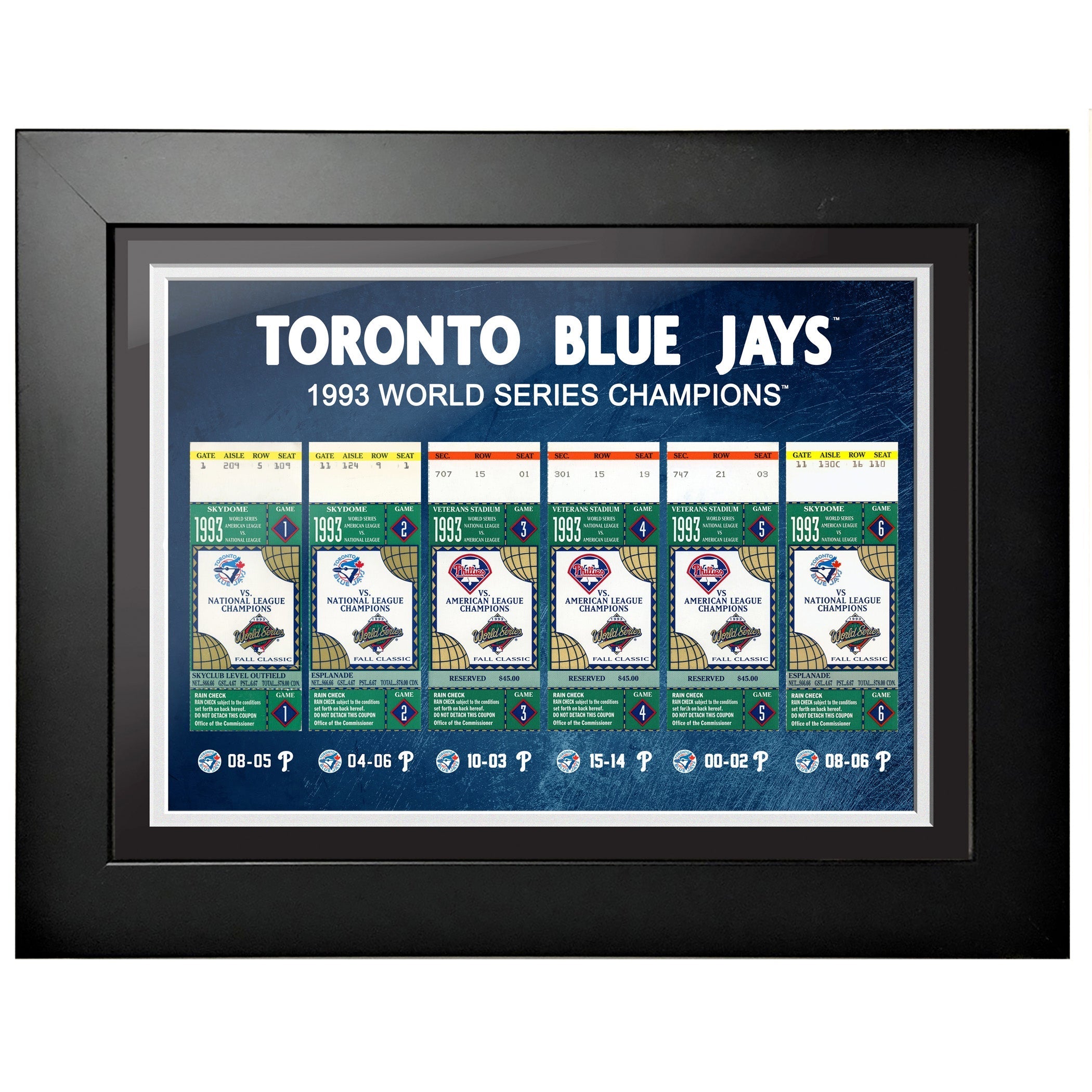 Toronto Blue Jays Ticket to History 12x16 Frame 1993 