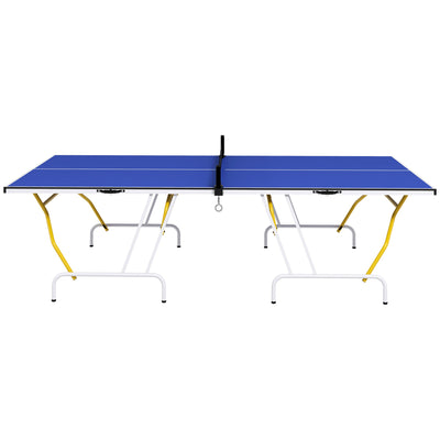 Soozier Full Size Table Tennis Table, Folding Ping Pong Table with Paddles and Balls, Blue 
