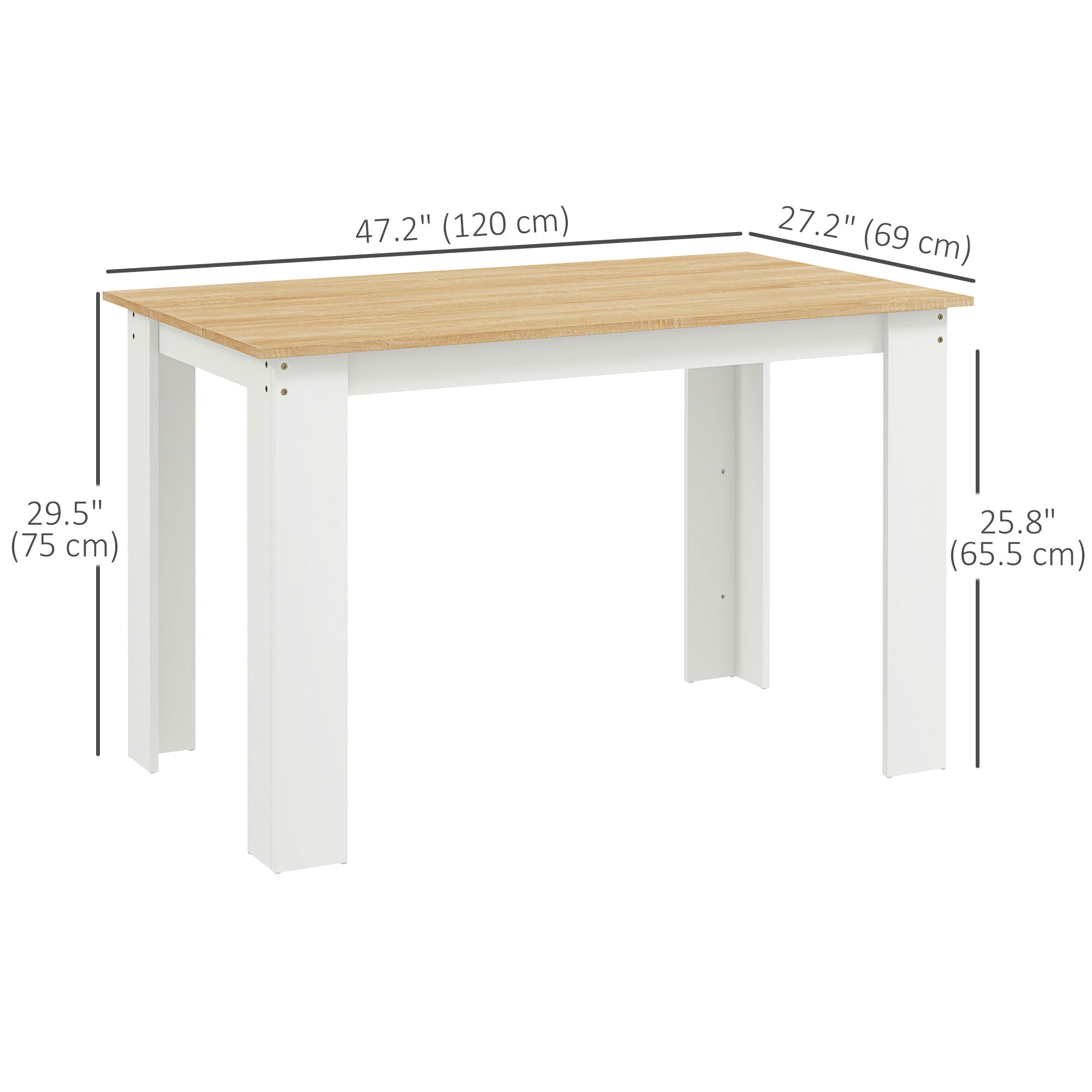 HOMCOM Kitchen Table for 4-6 People, Dining Table with Veneered Top for Dining Room, Oak 
