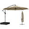9.6 ft Offset Patio Umbrella with Sandbag, Garden Hanging Banana Cantilever Parasol with 360° Rotation, Khaki