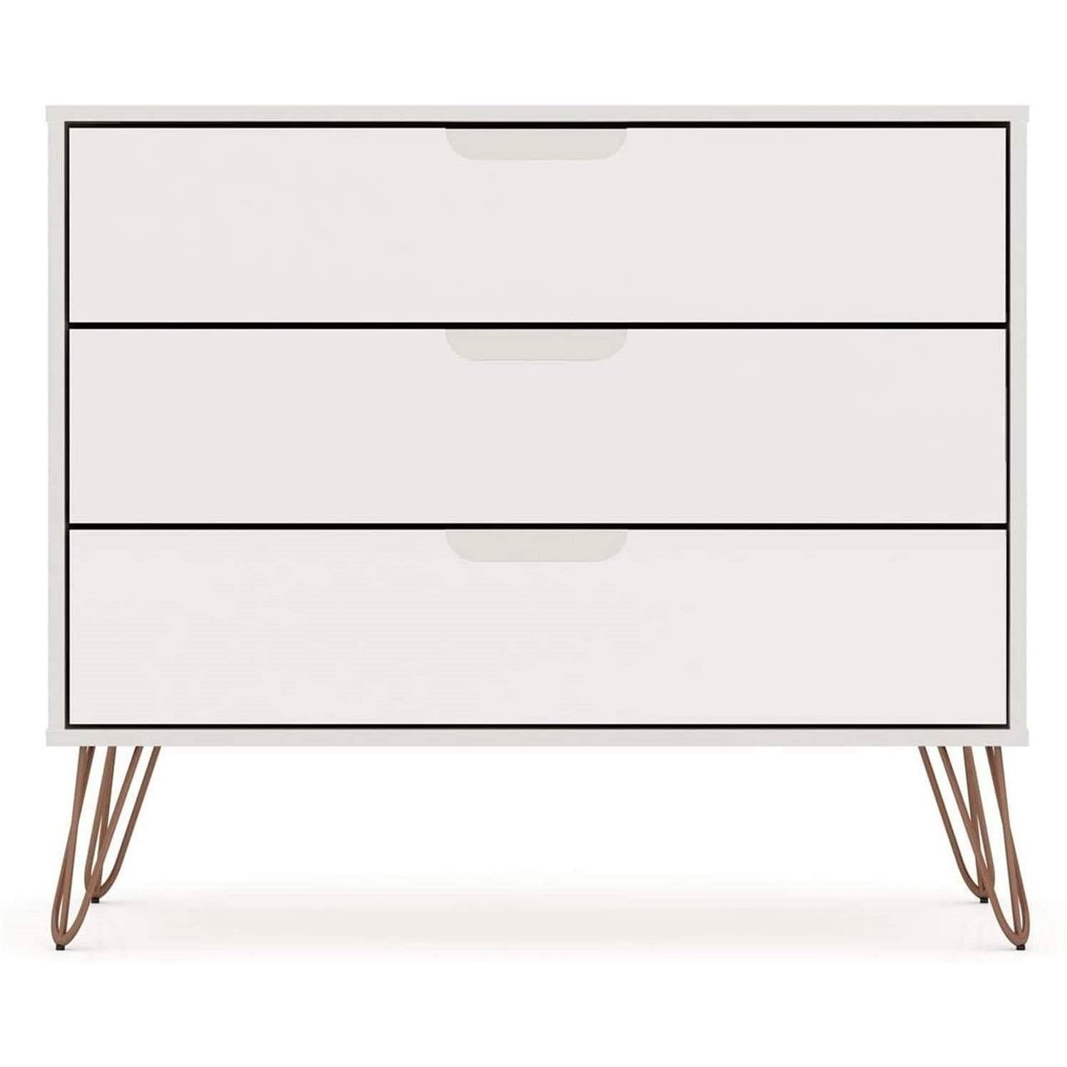 Modern Scandinavian Style Bedroom 3-Drawer Dresser in Off-White Finish - Free Shipping