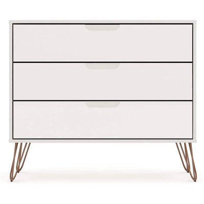 Modern Scandinavian Style Bedroom 3-Drawer Dresser in Off-White Finish - Free Shipping 