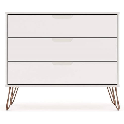 Modern Scandinavian Style Bedroom 3-Drawer Dresser in Off-White Finish - Free Shipping