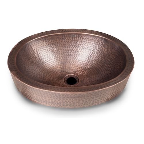 Oval Hammered Copper Bathroom Sink Drop-in or Vessel - Free Shipping