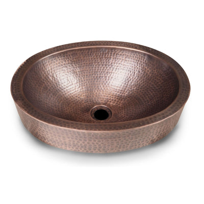 Oval Hammered Copper Bathroom Sink Drop-in or Vessel - Free Shipping 