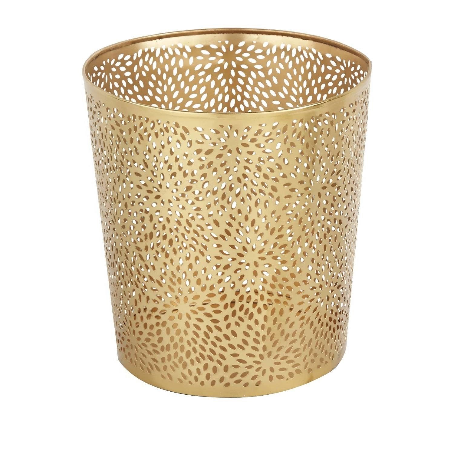 1.3 Gallon Round Perforated Copper Gold Metal Waste Basket Trash Can - Free Shipping