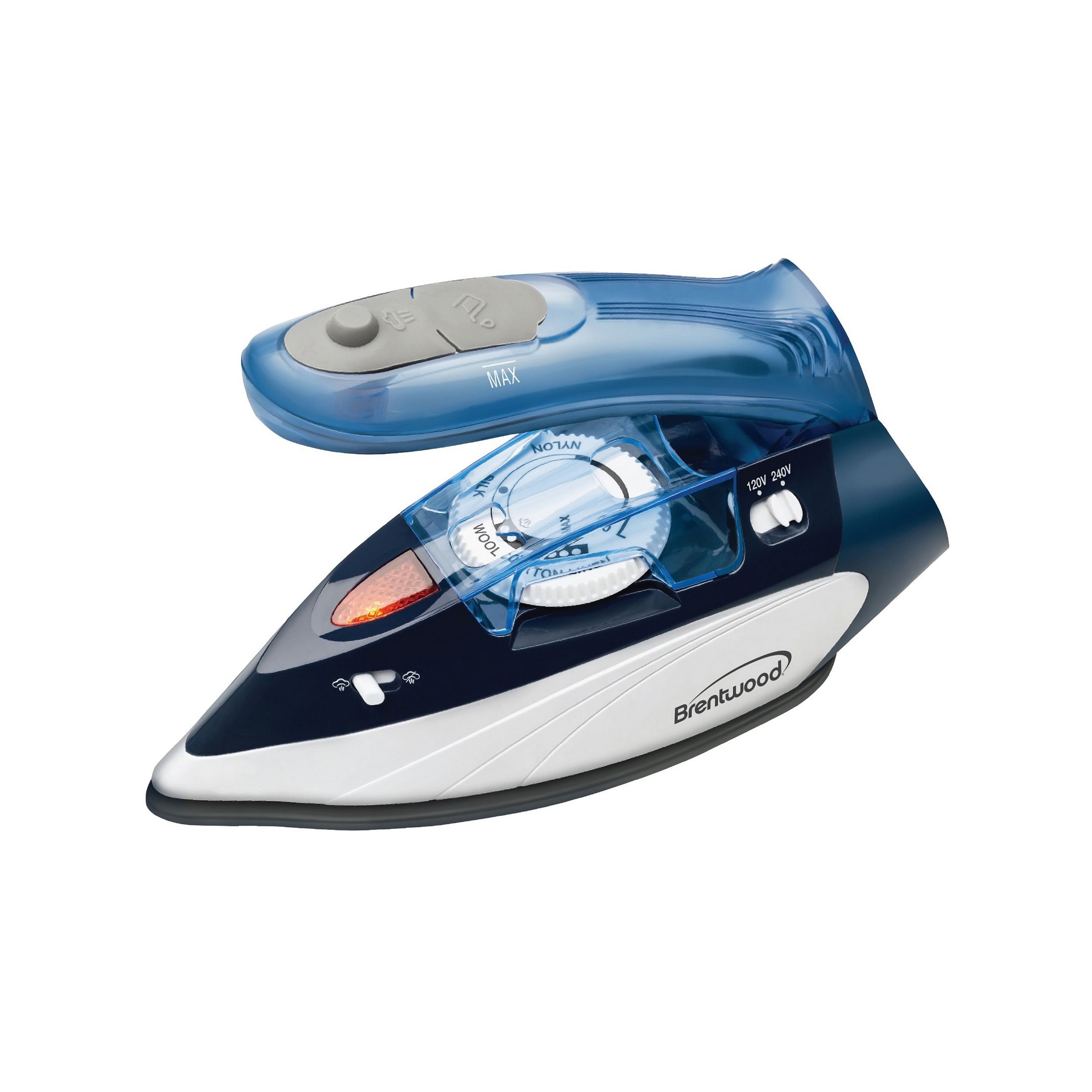 Brentwood 1100 Watt Dual Voltage Nonstick Travel Iron with Steam in Blue - Free Shipping 