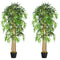 Set of 2 5FT Artificial Tree Bamboo Tree Fake Plants in Pot for Home Office Living Room Decor, Green