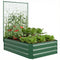 Galvanized Raised Garden Bed with Trellis for Climbing Plants, Outdoor Planter Box with Open Bottom, Green