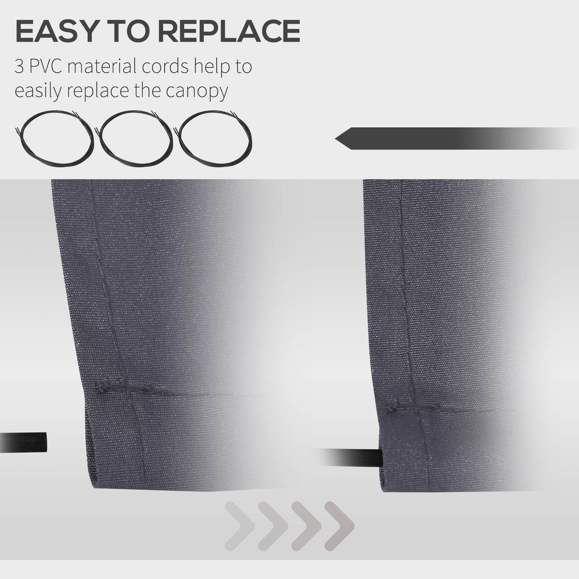 Outsunny Retractable Awning Canopy: 11'x8' Grey Fabric Replacement for Outdoor UV Blocking Sunshade 