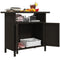 Wicker Outdoor Storage Cabinet with Two Doors and Shelf for Outdoor Pool Towel Storage, Dark Coffee