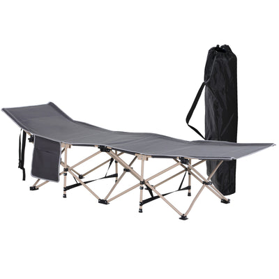 Outsunny Portable Camping Comfort: Folding Cot for Adults, Outdoor Sleeping Bed with Carry Bag, Grey 