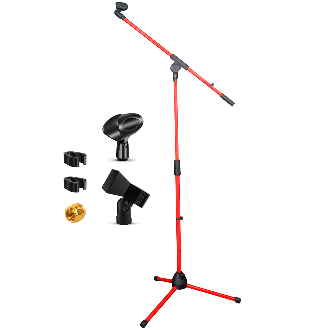 5Core Adjustable Tripod Mic Stand – Floor Microphone Stand with Boom Arm and Holder for Studio Use