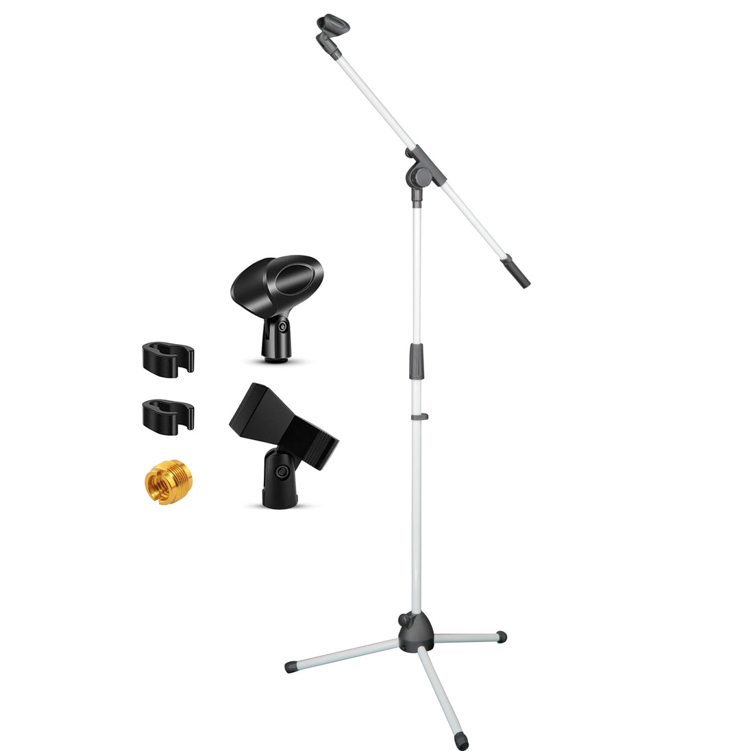 5Core Adjustable Tripod Mic Stand – Floor Microphone Stand with Boom Arm and Holder