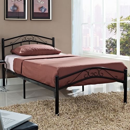 Twin size Black Metal Platform Bed with Headboard and Footboard - Free Shipping 