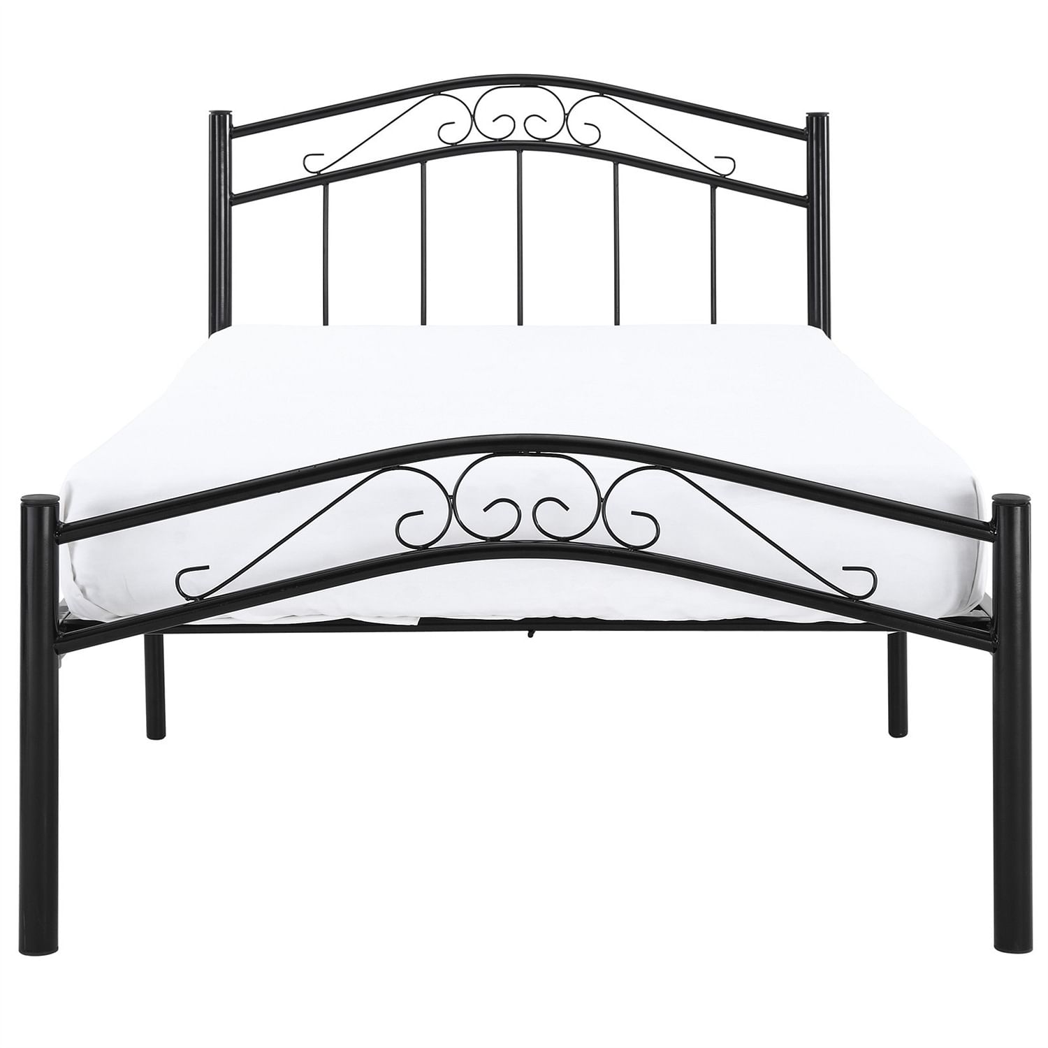 Twin size Black Metal Platform Bed with Headboard and Footboard - Free Shipping