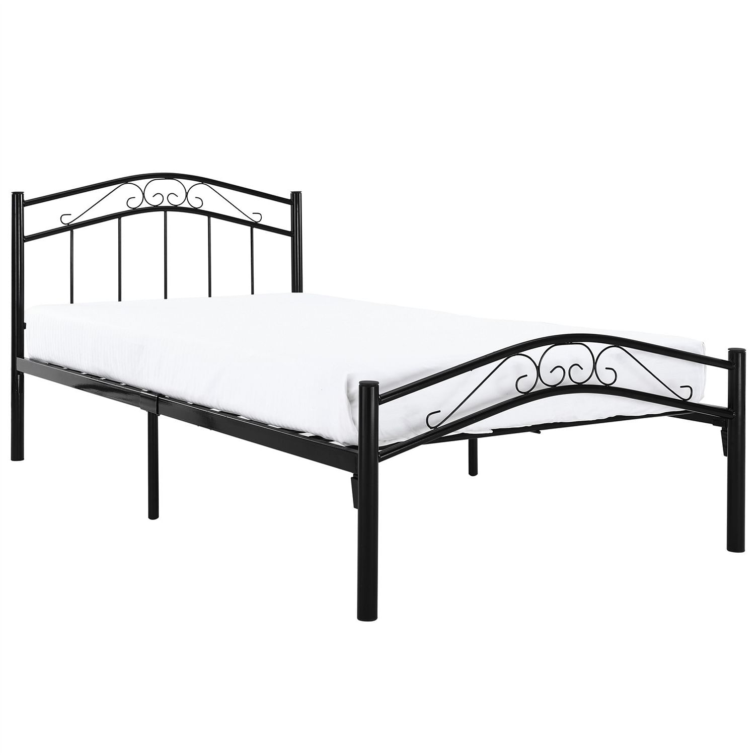 Twin size Black Metal Platform Bed with Headboard and Footboard - Free Shipping