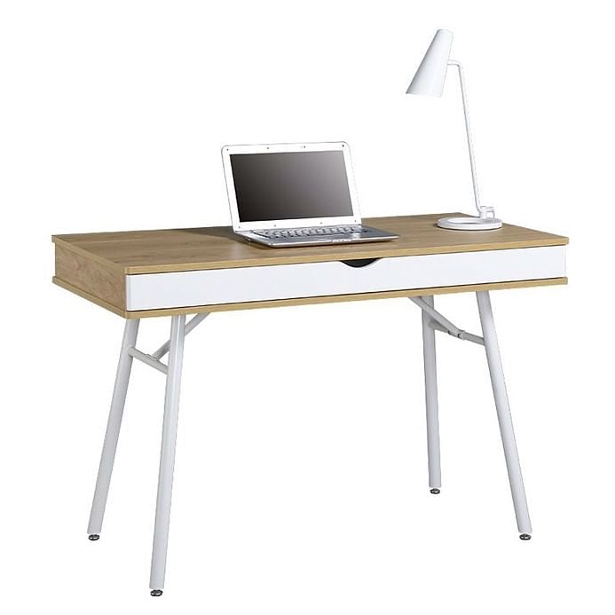 Modern Heavy Duty Laptop Computer Desk with Storage Drawer in Pine Wood Finish - Free Shipping 