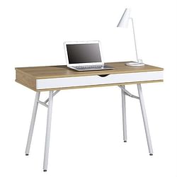 Modern Heavy Duty Laptop Computer Desk with Storage Drawer in Pine Wood Finish - Free Shipping 