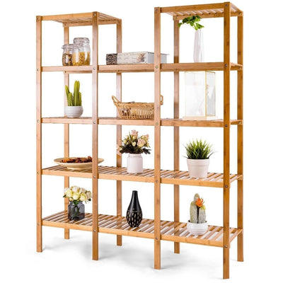 Bamboo Wood 4-Shelf Bookcase Plant Stand Shelving Unit - Free Shipping 