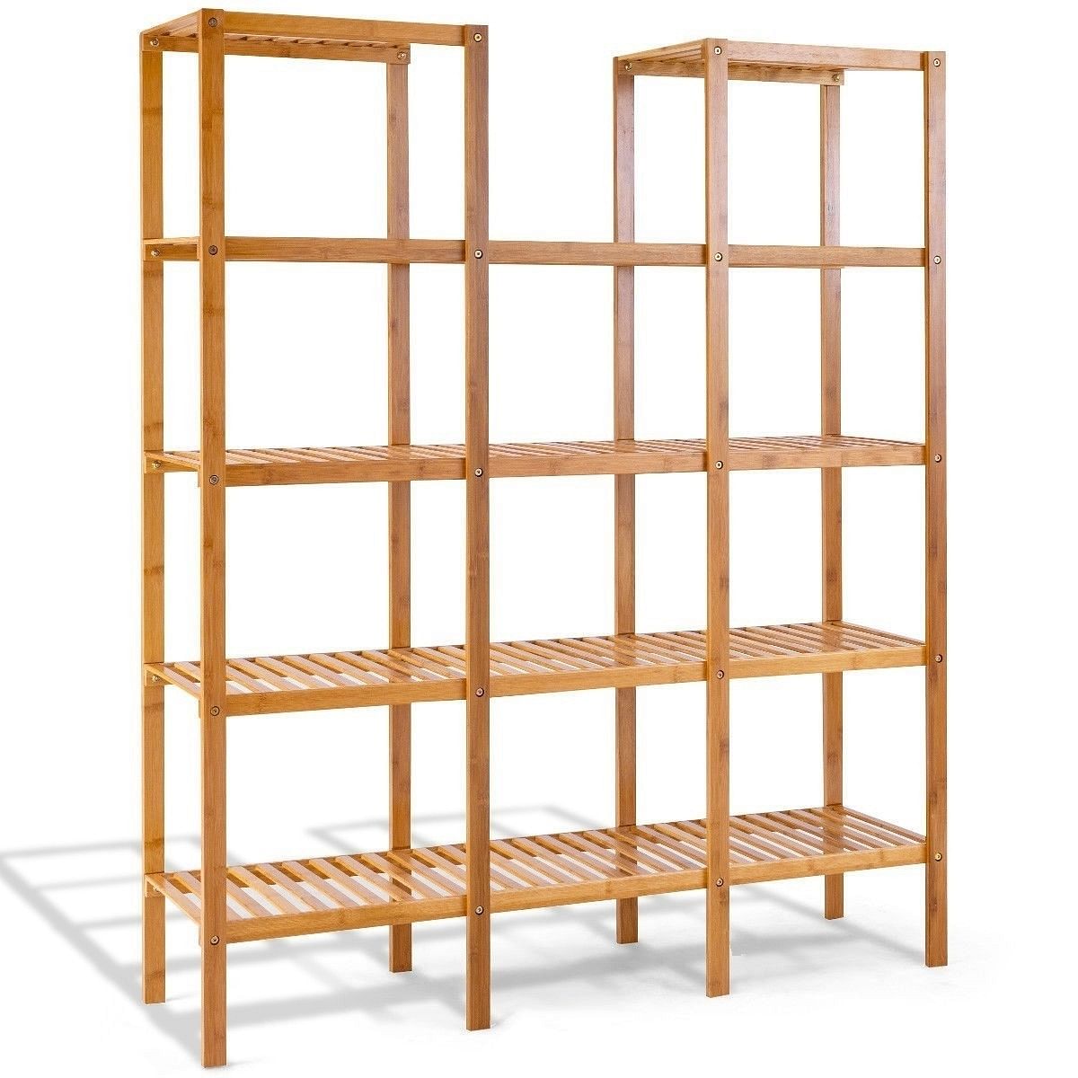 Bamboo Wood 4-Shelf Bookcase Plant Stand Shelving Unit - Free Shipping