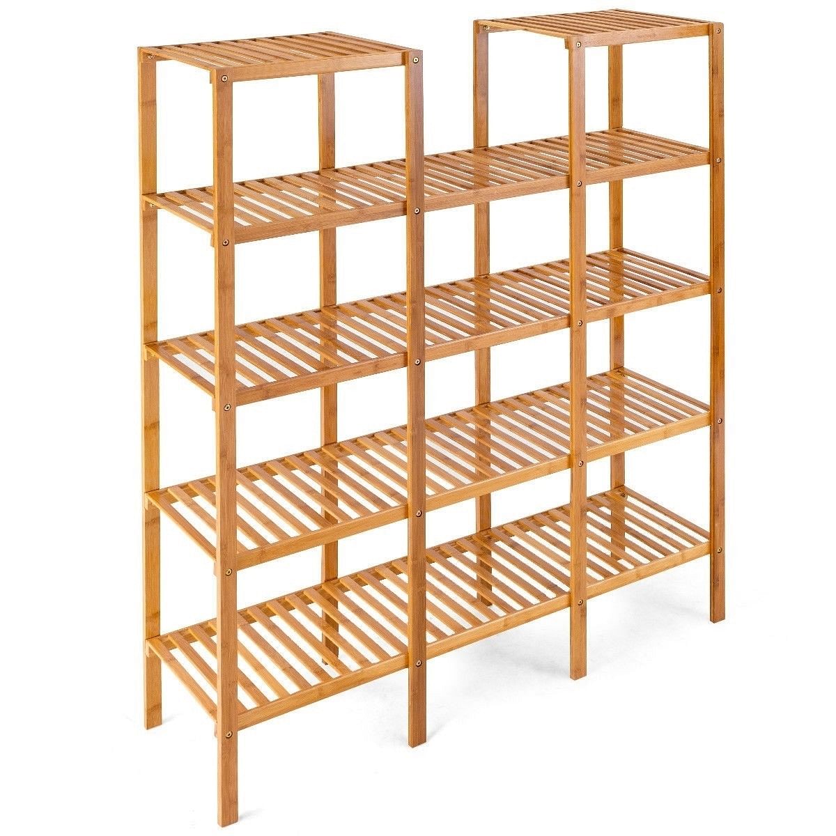 Bamboo Wood 4-Shelf Bookcase Plant Stand Shelving Unit - Free Shipping