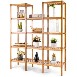 Bamboo Wood 4-Shelf Bookcase Plant Stand Shelving Unit - Free Shipping