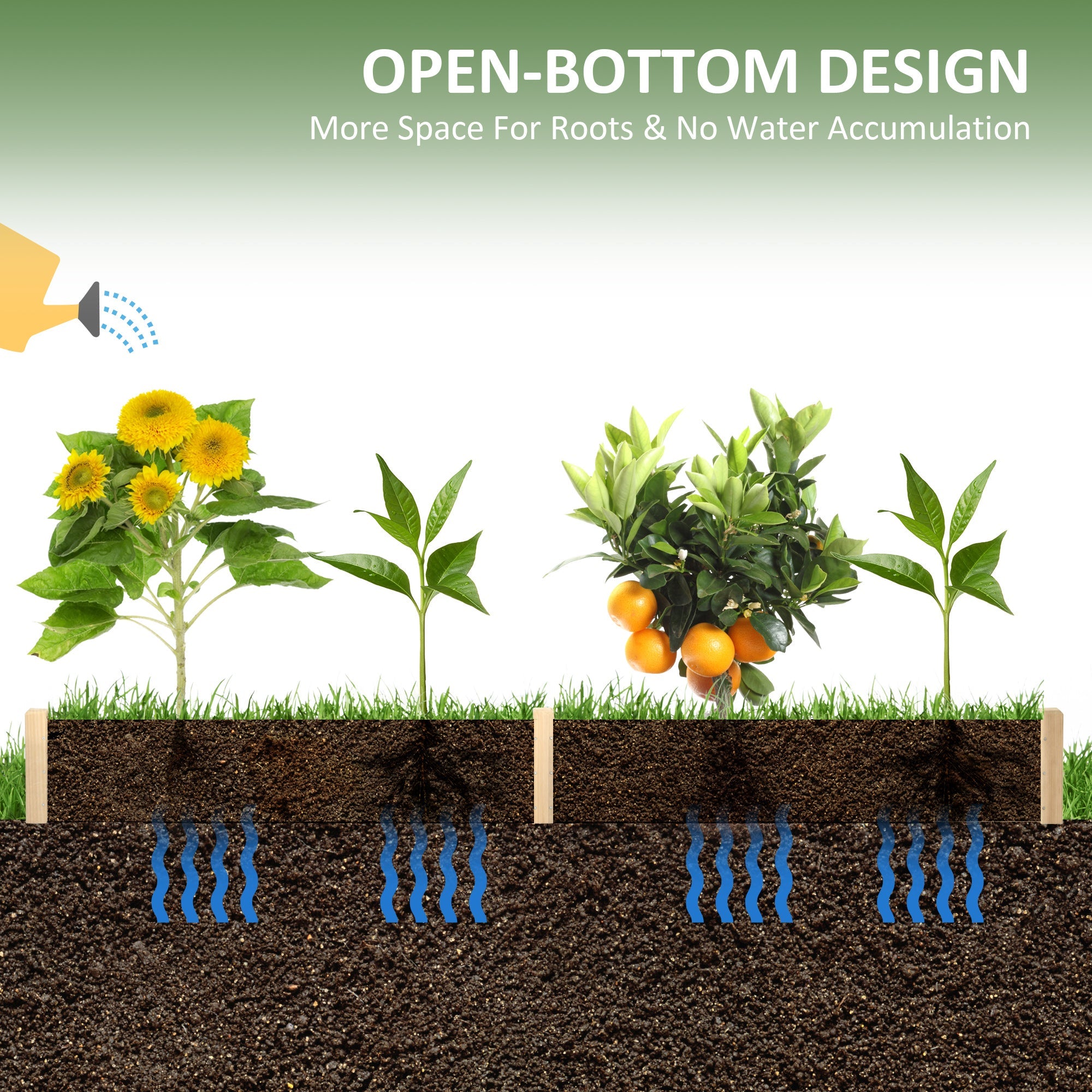Outsunny Raised Garden Bed Elevated Wooden Planter Box for Backyard, Patio to Grow Vegetables, Herbs, and Flowers 