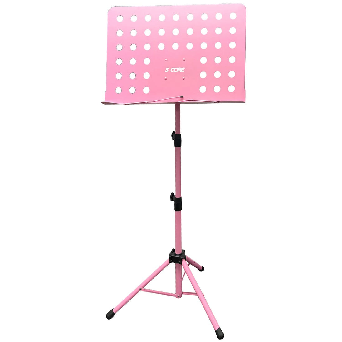 5Core Adjustable Music Stand for Sheet Music Portable Tripod Folding Note Holder Pink