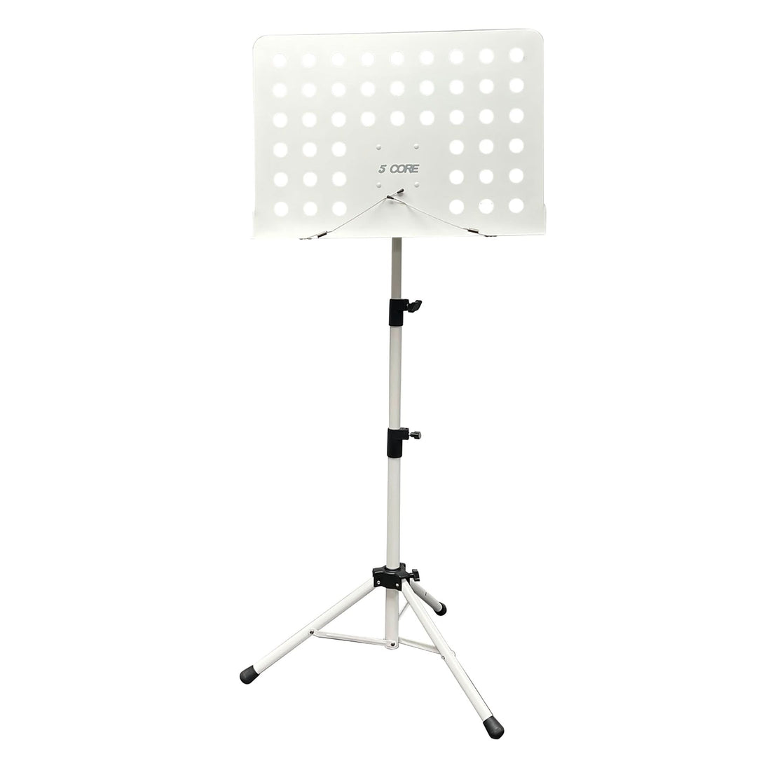 5Core Adjustable Portable Music Stand for Sheet Music Folding Tripod Note Holder White